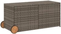 vidaXL Gartenbox, Gartentruhe mit Rollen Grau 283L Poly Rattan