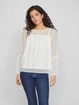 Blusenshirt VILA "VIEDEE L/S TOP - NOOS", Damen, Gr. 36, wei&szlig; (snow wei&szlig;),...