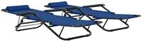 vidaXL Gartenliege, Klappbare Sonnenliegen 2 Stk. mit Fu&szlig;ablage Blau