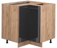 Vicco Eckunterschrank Fame-Line, Anthrazit Hochglanz/Eiche, 80.5 cm ohne