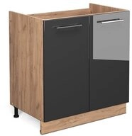 Vicco Unterschrank Fame-Line, Anthrazit Hochglanz/Eiche, 80 cm ohne...