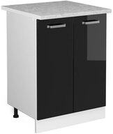 Vicco Unterschrank R-Line, Schwarz Hochglanz/Wei&szlig;, 60 cm, AP Marmor (1-St)