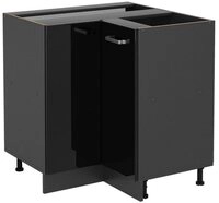Vicco Eckunterschrank R-Line, Schwarz Hochglanz/Anthrazit, 75.6 cm ohne...