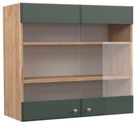 Vicco Glash&auml;ngeschrank Fame-Line, Gr&uuml;n-Gold Landhaus/Goldkraft Eiche, 80 cm (1-St)