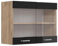 Vicco Glash&auml;ngeschrank R-Line, Schwarz Hochglanz/Goldkraft Eiche, 80 cm (1-St)