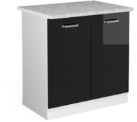 Vicco Unterschrank R-Line, Schwarz Hochglanz/Wei&szlig;, 80 cm, AP Marmor (1-St)