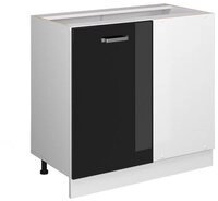 Vicco Eckunterschrank R-Line, Schwarz Hochglanz/Wei&szlig;, 86 cm ohne Arbeitsplatte