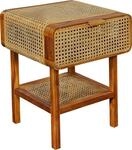 Nachtkonsole SIT "Levante aus Teak mit Wiener Geflecht & Klappe", beige (natur),