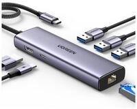 UGREEN HUB Ugreen CM512 6in1 USB-C 3x USB-A 3.0HDMI RJ45 USB-Adapter