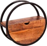 SIT Wandregal Salvador aus Mangoholz mit Schublade & Metall, Rundes Design mit