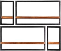 SIT Wandregal Ajaccio Wandregal-Set 4-teilig aus Mangoholz mit Altmetall, 2...
