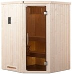 weka Sauna Kiruna, BxTxH: 144 x 144 x 199 cm, 68 mm, 3,6 kW Bio-Ofen mit ext.