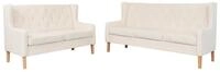 vidaXL Sofa vidaXL 2-tlg. Sofa-Set Stoff Cremewei&szlig;