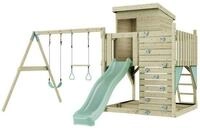 OutdoorToys Spielturm Bj&ouml;rn, aus Holz in Mintgr&uuml;n mit Trapezstange & Rutsche,
