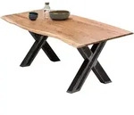 SIT Esstisch, mit Baumkante wie gewachsen beige|schwarz 160 cm x 77 cm x 85 cm
