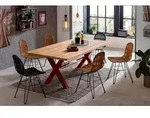 SIT Esstisch Gent Wildeiche Massivholz mit X-Gestell aus Metall, Industrial,...