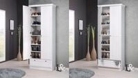 Finori Mehrzweckschrank Mehrzweckschrank Landwood 13 wei&szlig; Dekor2 TR, 1 SK, 5...