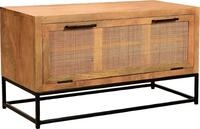 SIT Schuhschrank Glasgow aus Mangoholz mit Rattan-Front & Metallkufen Platz...