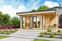 LASITA MAJA Gartenhaus Flachdach 6x4m Holz Domeo 7, BxT: 400x300 cm, mit Anbau,...