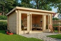 Alpholz Gartenhaus Holz Atrium F, BxT: 440.0x340.0 cm, in Naturbelassen mit 70mm