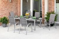 MERXX Garten-Essgruppe Amalfi di lusso, (7-tlg), 6 Stapelsessel, Hochlehner mit