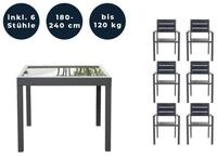 HOME DELUXE Sitzgruppe VERANO MADERA, (7-teilig, 7-tlg., 1 Gartentisch, 6