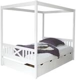 Ticaa Himmelbett Himmelbett Lino Kiefer Wei&szlig; 140x200, Oberer Teil abnehmbar...