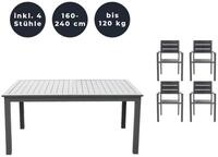 HOME DELUXE Sitzgruppe CASA MADERA, (inkl. 4 stapelbaren Gartenst&uuml;hlen, 5-tlg.,