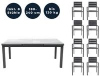 HOME DELUXE Garten-Essgruppe Sitzgruppe CALIDO MADERA, (1 x Gartentisch, 8 x