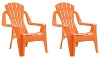 vidaXL Gartenstuhl, Kinder-Gartenst&uuml;hle 2 Stk. Orange 37x34x44 cm PP Holzoptik