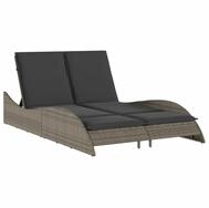 vidaXL Gartenliege Sonnenliege mit Auflagen Grau 114x205x73 cm Poly Rattan, 1...