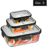 GEFU Frischhaltedose MILO, Borosilikatglas, Edelstahl, Kunststoff, (Set,...