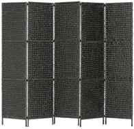 vidaXL Raumteiler 5-teiliger Paravent Schwarz 193&times;160 cm Wasserhyazinthe,...
