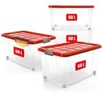 BigDean Aufbewahrungsbox 60 L mit Deckel gro&szlig; &ndash; robuste Stapelbox rollbar mit