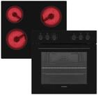 Telefunken Elektro-Herd-Set ECH65A-B2, VapClean, Einbauherdset, 65 L, Backofen mit