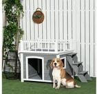 PawHut Hundeh&uuml;tte Hundehaus, Kleintierhaus mit Treppe, Fenster, Tannenholz,...