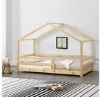 en.casa Hausbett, &raquo;Kn&auml;tten&laquo; in Haus-Optik mit Rausfallschutz 90x200 cm...