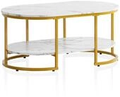 Wohnling Couchtisch WL6.895 100 cm Wei&szlig; Marmor Optik Wohnzimmertisch Sofatisch