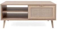 Finori Couchtisch Bali 100 cm Dekor Sonoma Eiche & Rafia Geflecht Sofatisch