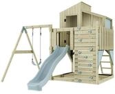 OutdoorToys Spielturm Lotta, aus Holz in Eisblau mit Kinderschaukel & Rutsche,