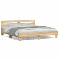 vidaXL Bettgestell, Bettrahmen mit Kopfteil Sonoma-Eiche 180x200 cm...