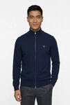 Gant Cardigan CASUAL COTTON ZIP CARDIGAN Mit Rippb&uuml;ndchen an Stehkragen,...