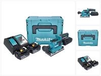 Makita Exzenterschleifer DBO 382 RTJ Schwingschleifer 18 V 93 x 185 mm + 2x Akku 5 Ah