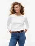 Tommy Hilfiger Strickpullover CO JERSEY STITCH V-NECK SWEATER mit Tommy Hilfiger