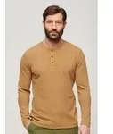 Superdry Langarmshirt WAFFLE LONG SLEEVE HENLEY TOP braun L (50)