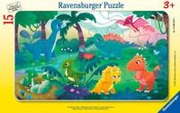 Ravensburger Rahmenpuzzle Die kleinen Dinos, 15 Puzzleteile, Made in Europe