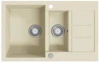 vidaXL Granitsp&uuml;le, Einbausp&uuml;le Doppelbecken Beige