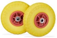 relaxdays Sackkarren-Rad Sackkarrenrad PU 2er Set 4.1/3.5-4 (2 St), Gelb-Rot