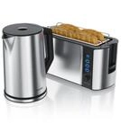Arendo Fr&uuml;hst&uuml;cks-Set Edelstahl Wasserkocher 1,5l, 4-Scheiben Langschlitz...