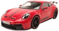 Maisto&reg; Modellauto Porsche 911 GT3 2023 rot mit Streifen, Ma&szlig;stab 1:18